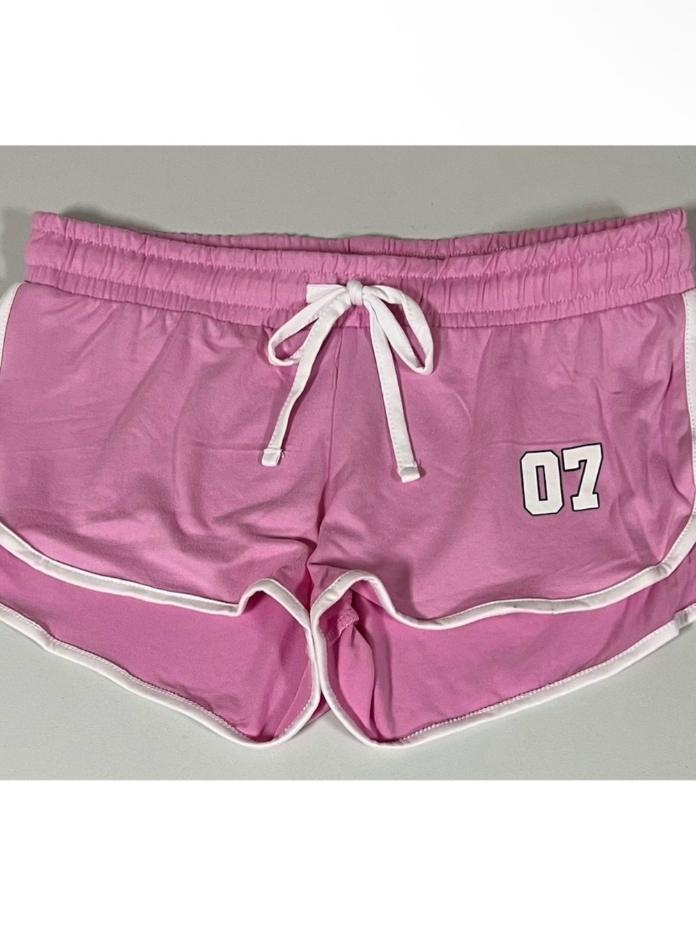 Pink White ‘07’ Number Graphic Y2K Drawstring Shorts Bottoms Size S 🎀✨ #shorts